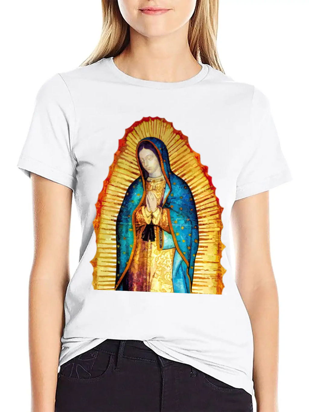 Our Lady Virgin May Guadalupe A-092921 Unisex Short Sleeve Soft Cotton T-Shirt – Casual Everyday Wear