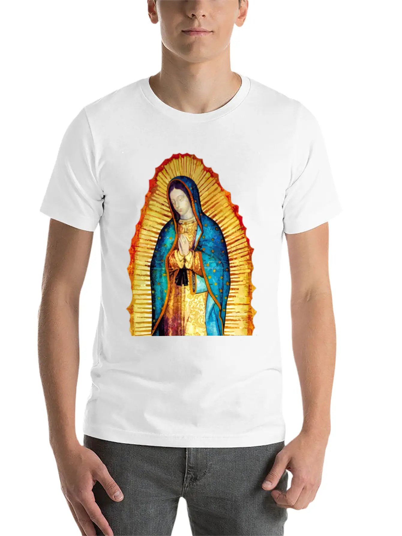 Our Lady Virgin May Guadalupe A-092921 Unisex Short Sleeve Soft Cotton T-Shirt – Casual Everyday Wear