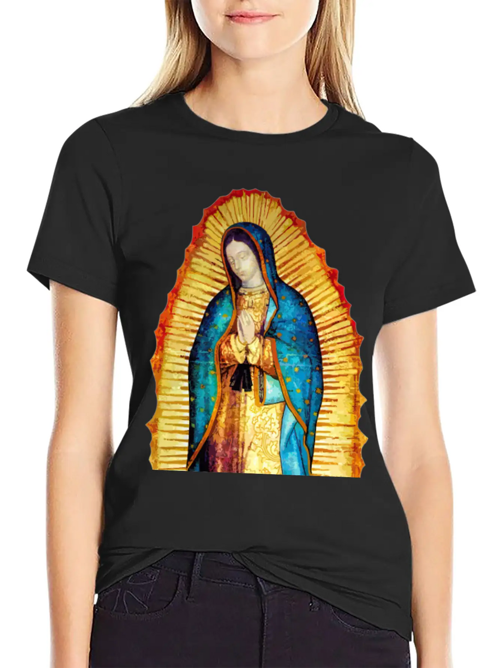 Our Lady Virgin May Guadalupe A-092921 Unisex Short Sleeve Soft Cotton T-Shirt – Casual Everyday Wear