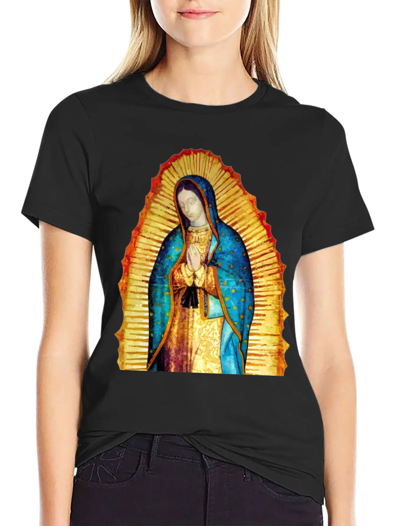 Our Lady Virgin May Guadalupe A-092921 Unisex Short Sleeve Soft Cotton T-Shirt – Casual Everyday Wear