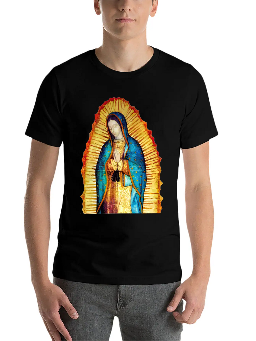 Our Lady Virgin May Guadalupe A-092921 Unisex Short Sleeve Soft Cotton T-Shirt – Casual Everyday Wear