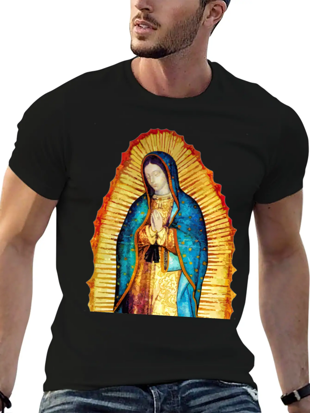 Our Lady Virgin May Guadalupe A-092921 Unisex Short Sleeve Soft Cotton T-Shirt – Casual Everyday Wear