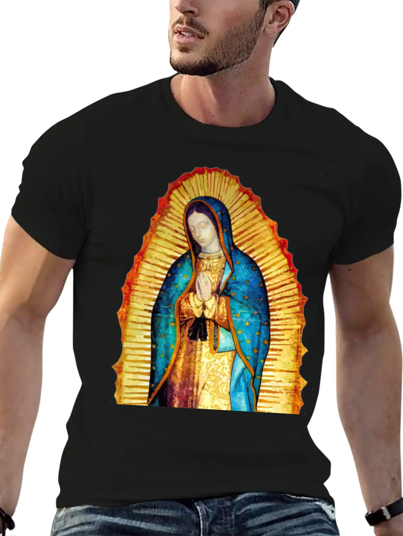 Our Lady Virgin May Guadalupe A-092921 Unisex Short Sleeve Soft Cotton T-Shirt – Casual Everyday Wear