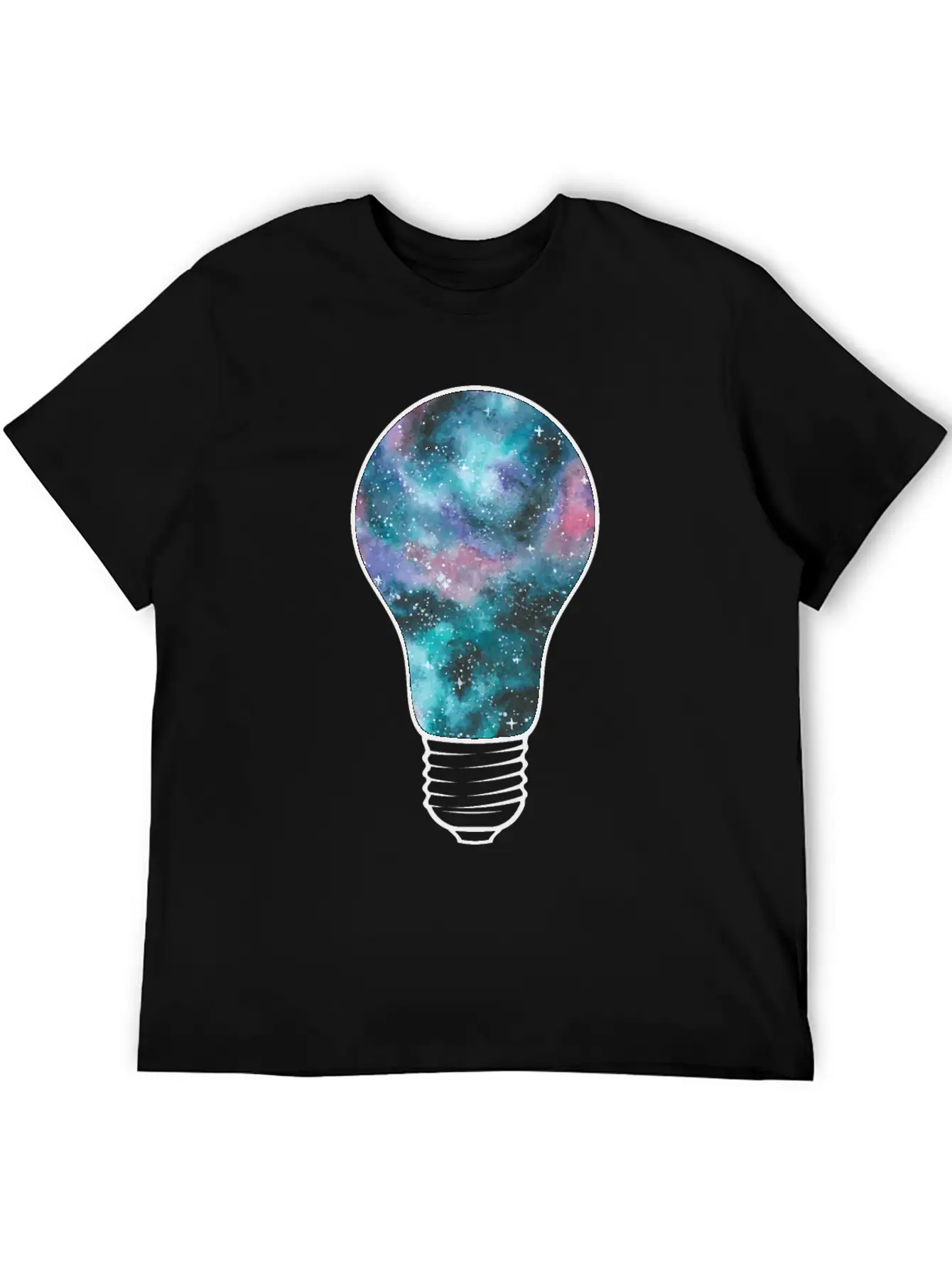 Outer Space Light Bulb Cosmic Galaxy Universe Essential Cotton Tee For Daily Outfits – Unisex Style