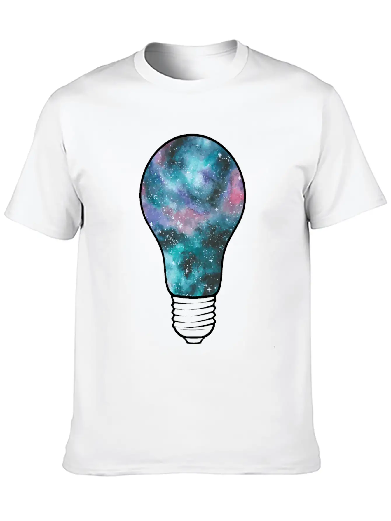 Outer Space Light Bulb Cosmic Galaxy Universe Essential Cotton Tee For Daily Outfits – Unisex Style