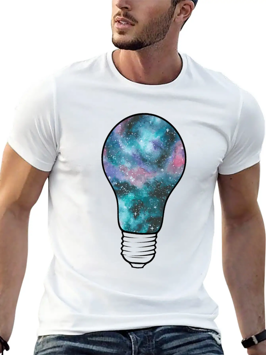Outer Space Light Bulb Cosmic Galaxy Universe Essential Cotton Tee For Daily Outfits – Unisex Style