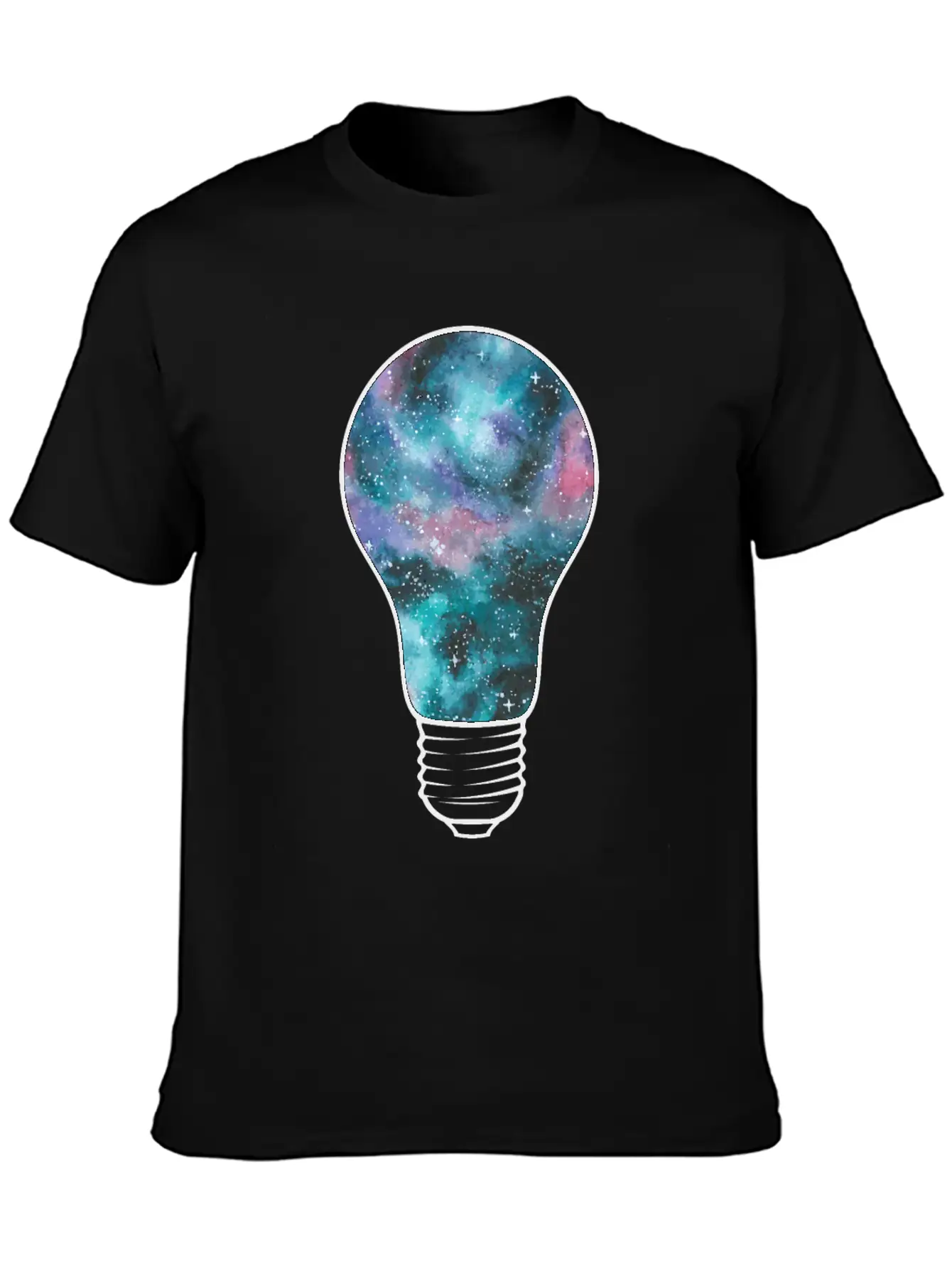 Outer Space Light Bulb Cosmic Galaxy Universe Essential Cotton Tee For Daily Outfits – Unisex Style