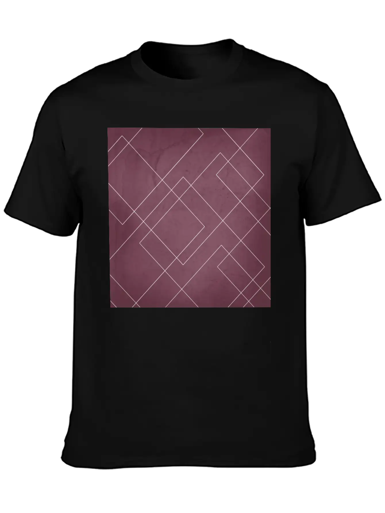 Overlapping Diamond Lines On Mulberry Unisex Casual T-Shirt – Clean Design For Daily Comfort