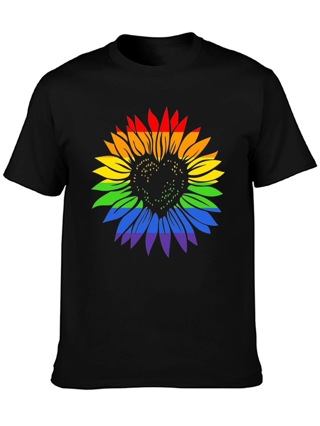Rainbow Sunflower Heart Graphic Tee
