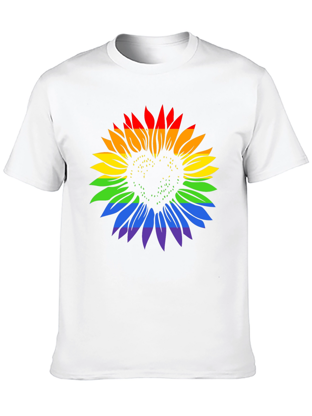 Rainbow Sunflower Heart Graphic Tee