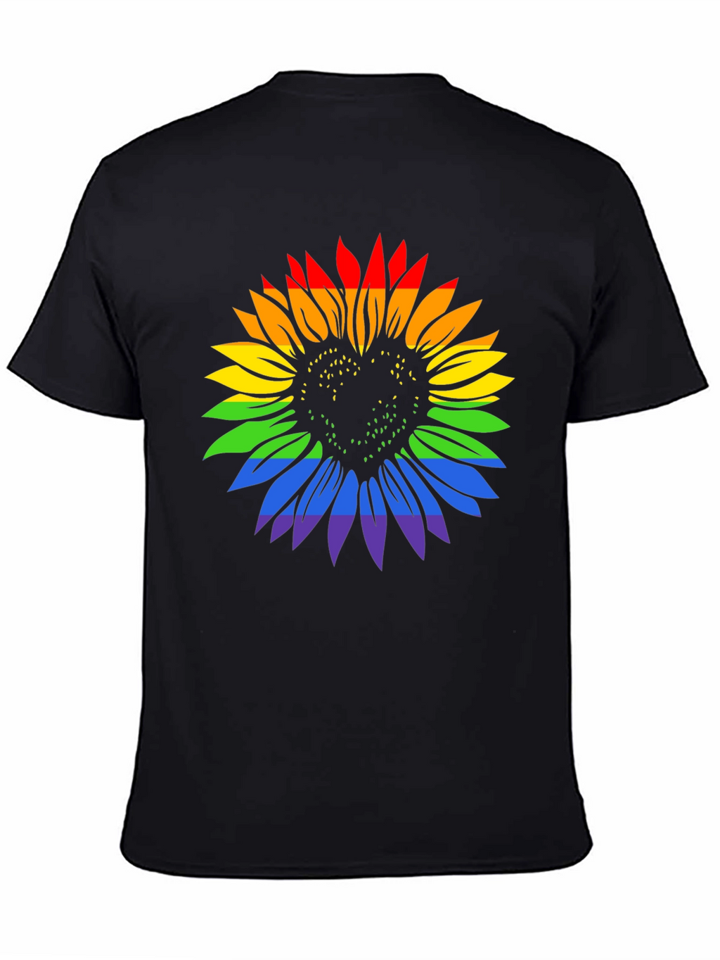 Rainbow Sunflower Heart Graphic Tee