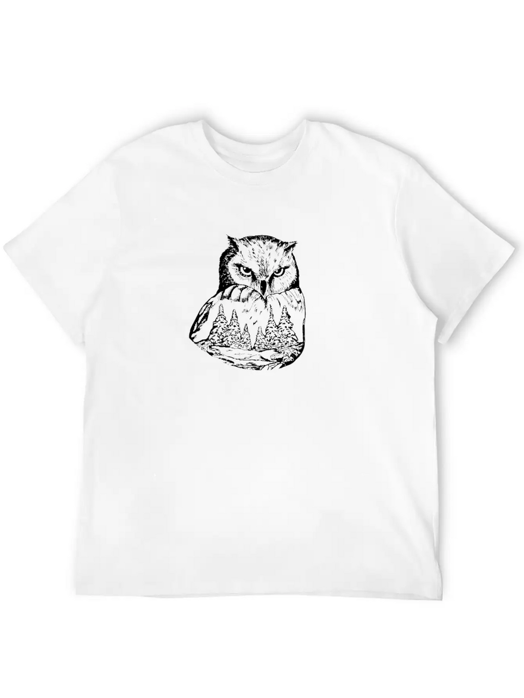 Owl Art Hand Drawn Unisex Short Sleeve Soft Cotton T-Shirt – Casual Everyday Wear