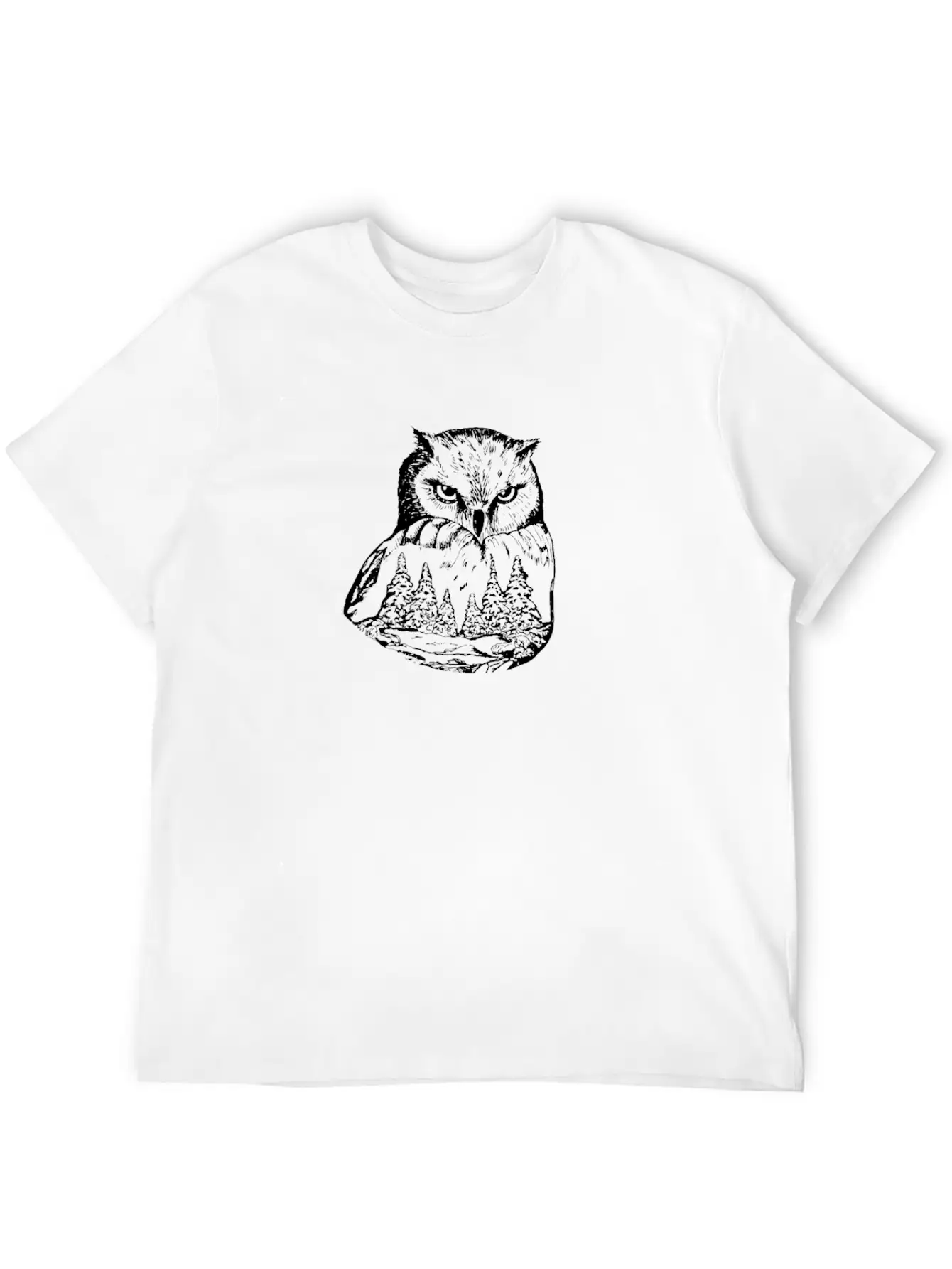 Owl Art Hand Drawn Unisex Short Sleeve Soft Cotton T-Shirt – Casual Everyday Wear