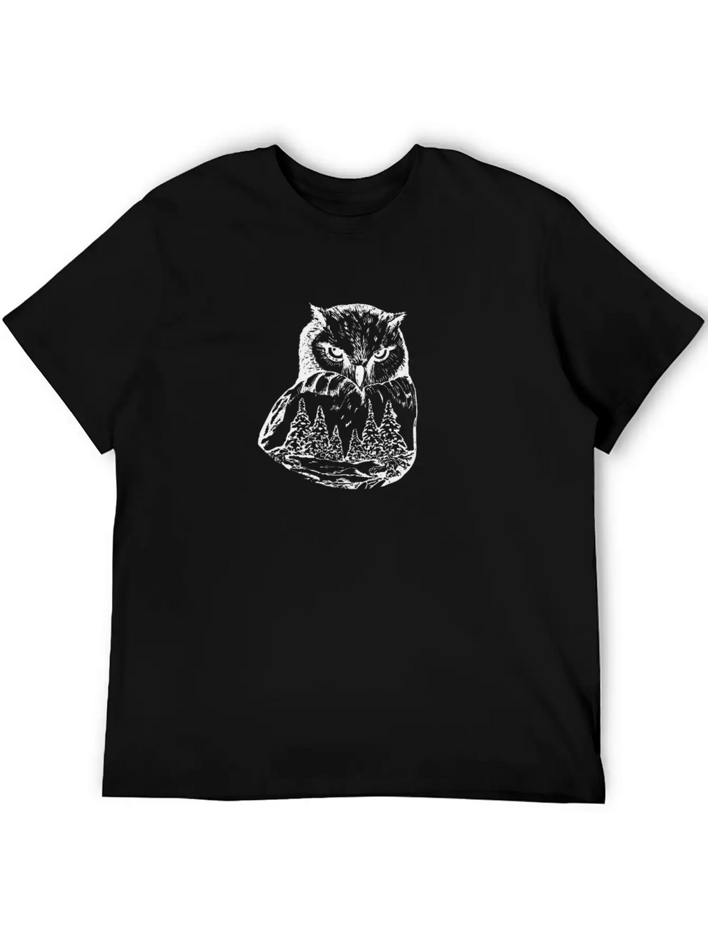 Owl Art Hand Drawn Unisex Short Sleeve Soft Cotton T-Shirt – Casual Everyday Wear