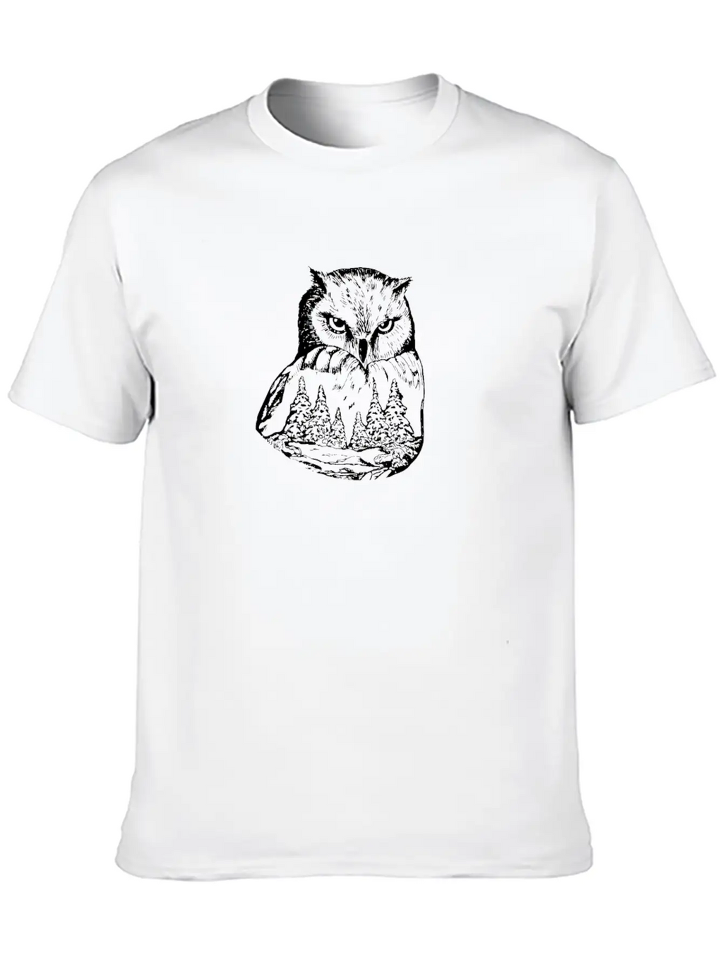 Owl Art Hand Drawn Unisex Short Sleeve Soft Cotton T-Shirt – Casual Everyday Wear