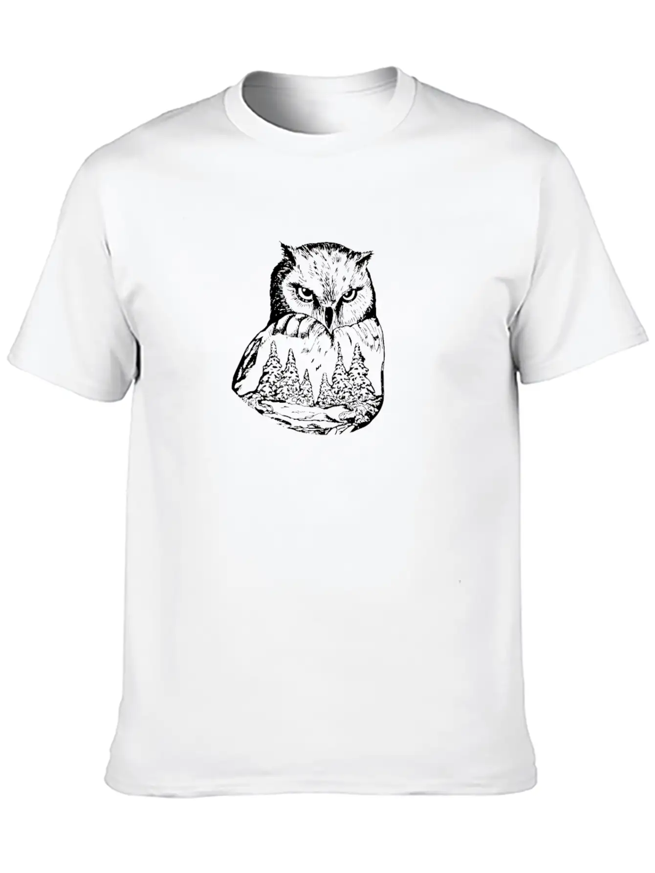 Owl Art Hand Drawn Unisex Short Sleeve Soft Cotton T-Shirt – Casual Everyday Wear