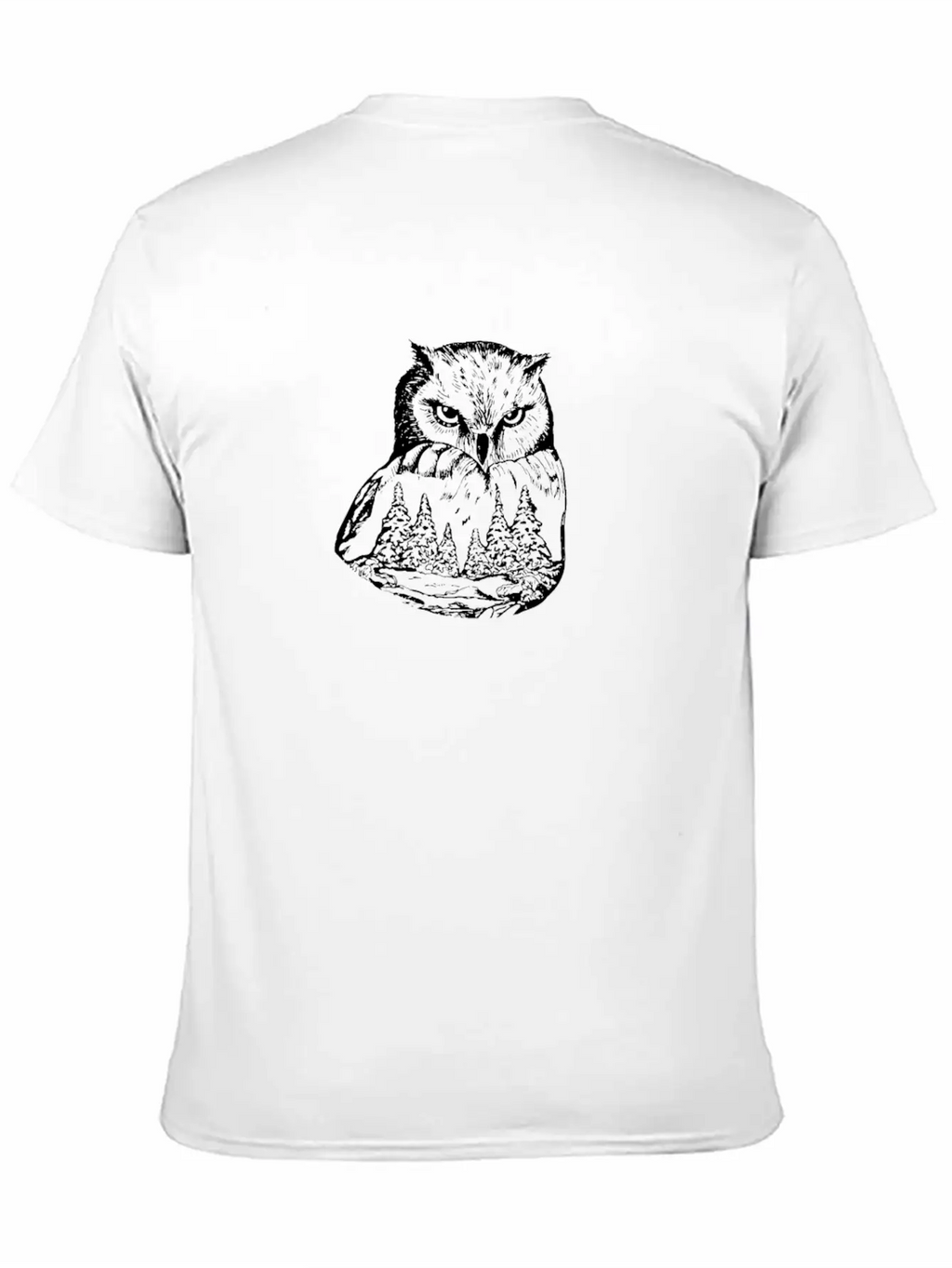 Owl Art Hand Drawn Unisex Short Sleeve Soft Cotton T-Shirt – Casual Everyday Wear