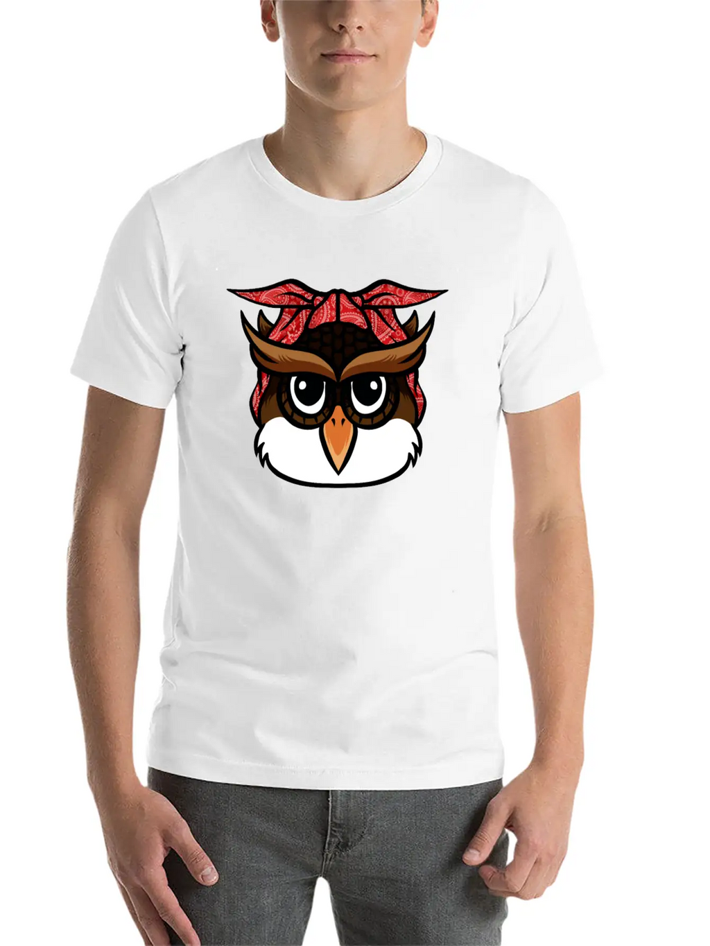 Owl Bandana T-Shirt Funny Nocturnal Birds Owl Love Unisex Casual T-Shirt – Clean Design For Daily Comfort