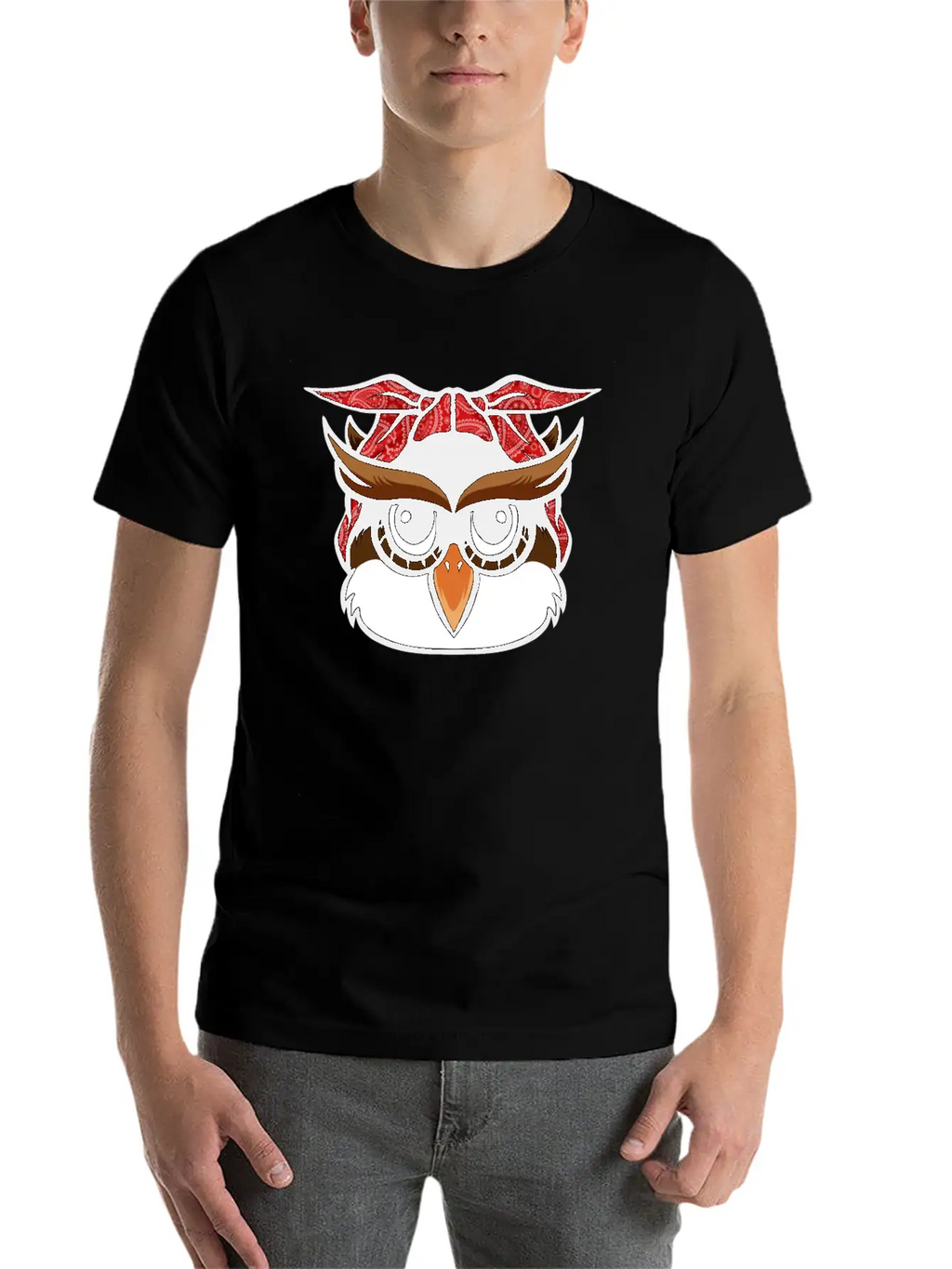 Owl Bandana T-Shirt Funny Nocturnal Birds Owl Love Unisex Casual T-Shirt – Clean Design For Daily Comfort