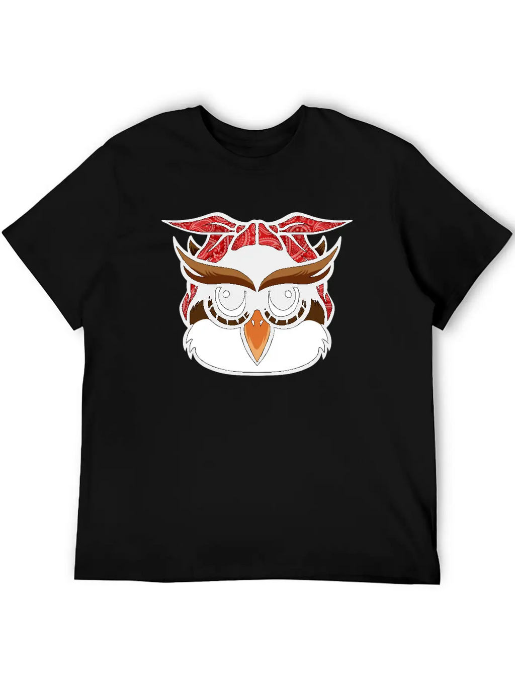 Owl Bandana T-Shirt Funny Nocturnal Birds Owl Love Unisex Casual T-Shirt – Clean Design For Daily Comfort