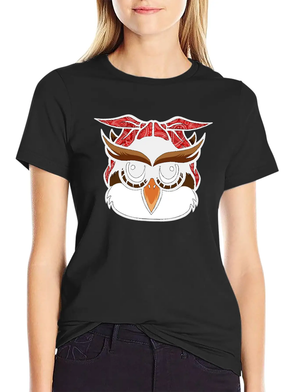 Owl Bandana T-Shirt Funny Nocturnal Birds Owl Love Unisex Casual T-Shirt – Clean Design For Daily Comfort
