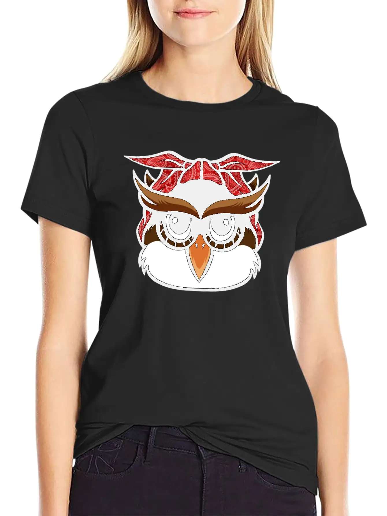 Owl Bandana T-Shirt Funny Nocturnal Birds Owl Love Unisex Casual T-Shirt – Clean Design For Daily Comfort