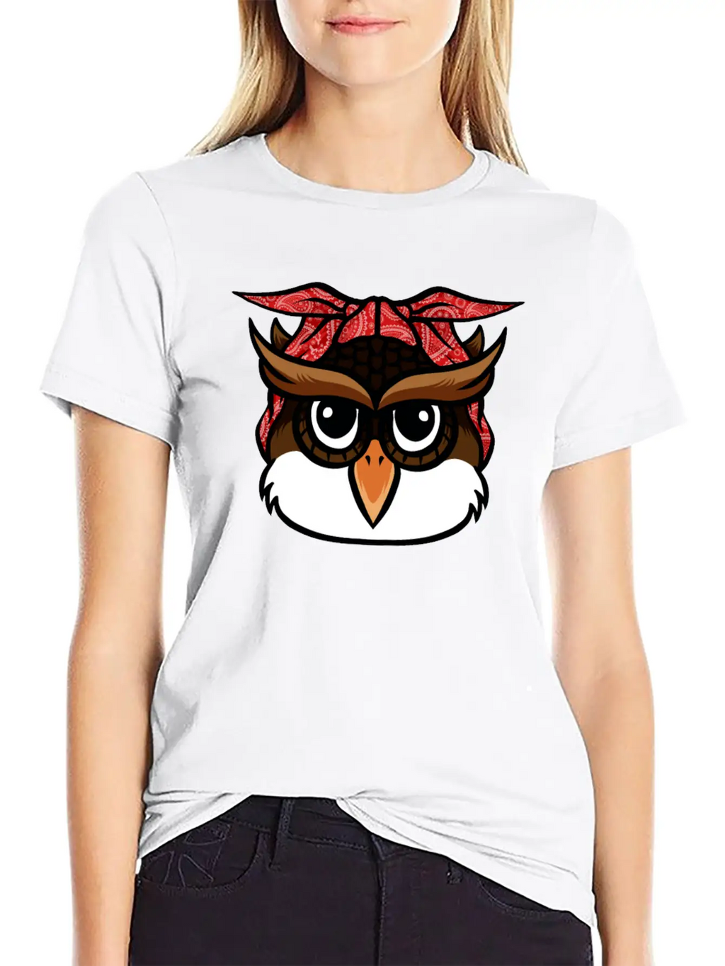 Owl Bandana T-Shirt Funny Nocturnal Birds Owl Love Unisex Casual T-Shirt – Clean Design For Daily Comfort