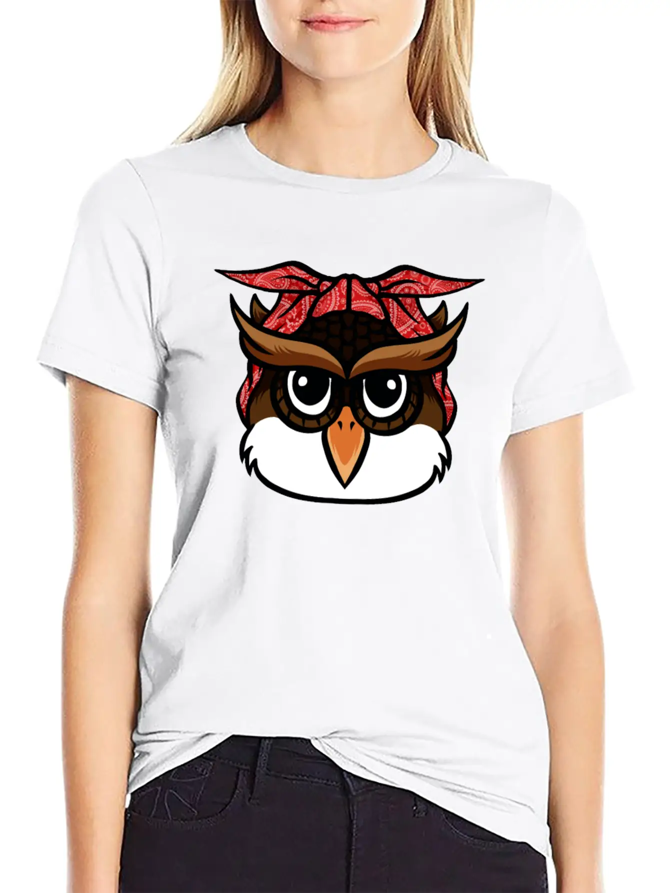 Owl Bandana T-Shirt Funny Nocturnal Birds Owl Love Unisex Casual T-Shirt – Clean Design For Daily Comfort