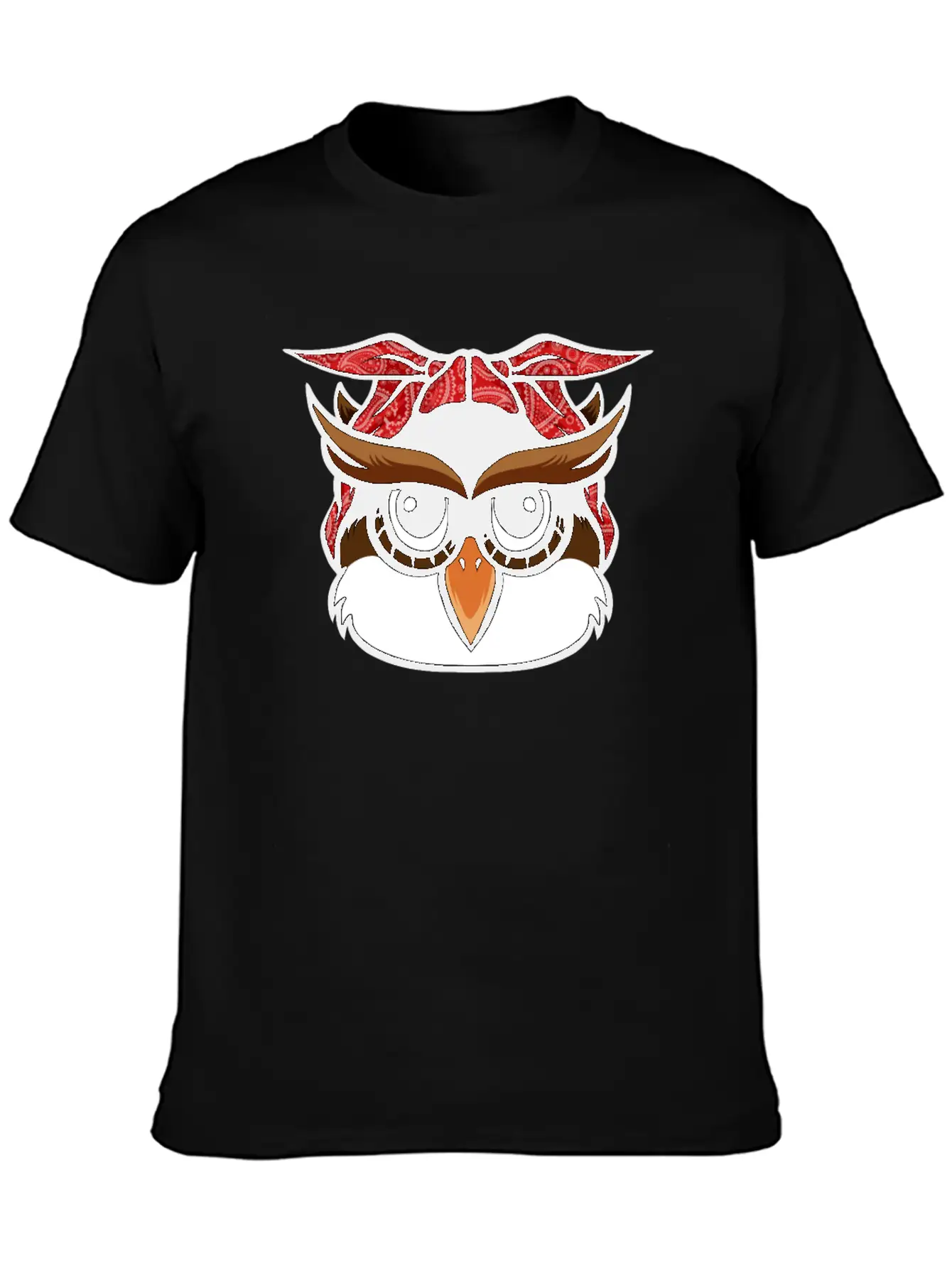 Owl Bandana T-Shirt Funny Nocturnal Birds Owl Love Unisex Casual T-Shirt – Clean Design For Daily Comfort