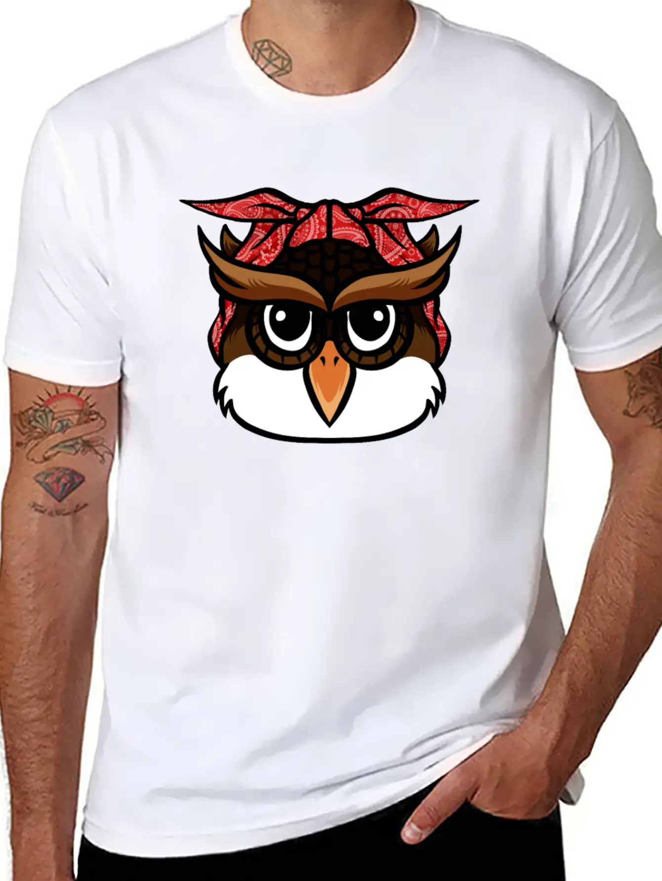 Owl Bandana T-Shirt Funny Nocturnal Birds Owl Love Unisex Casual T-Shirt – Clean Design For Daily Comfort