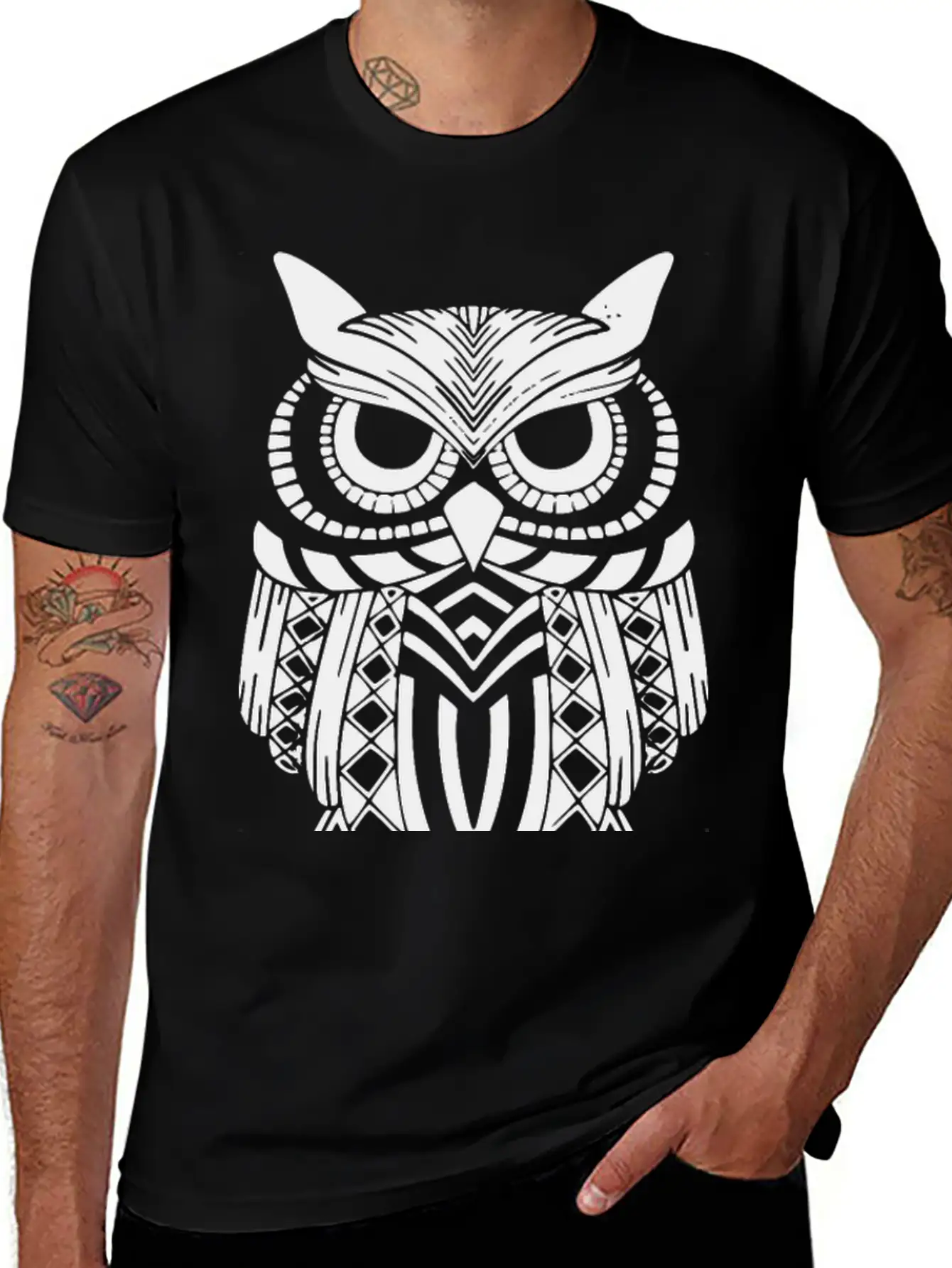 Owl Mandala Unisex Short Sleeve Soft Cotton T-Shirt – Casual Everyday Wear