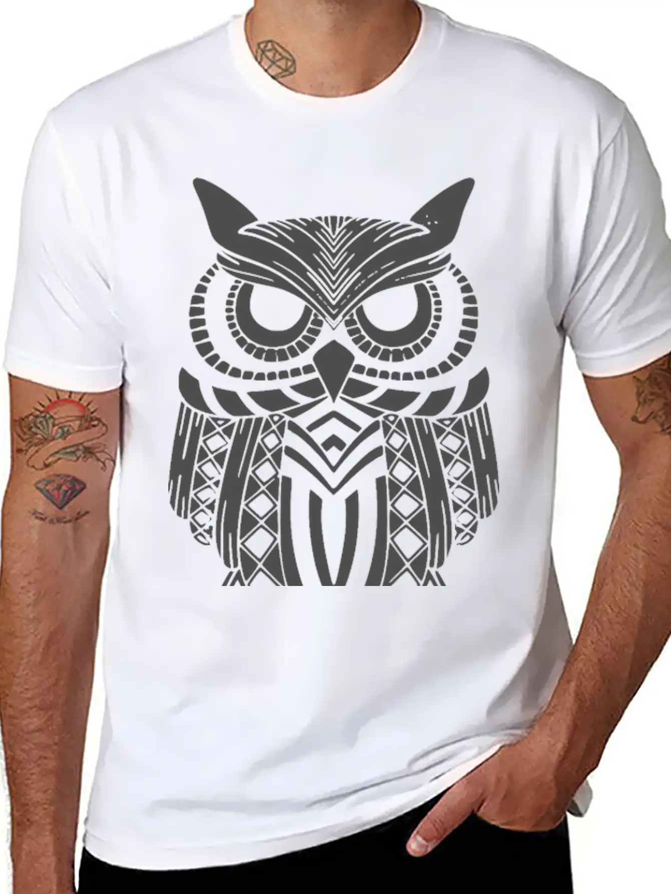 Owl Mandala Unisex Short Sleeve Soft Cotton T-Shirt – Casual Everyday Wear