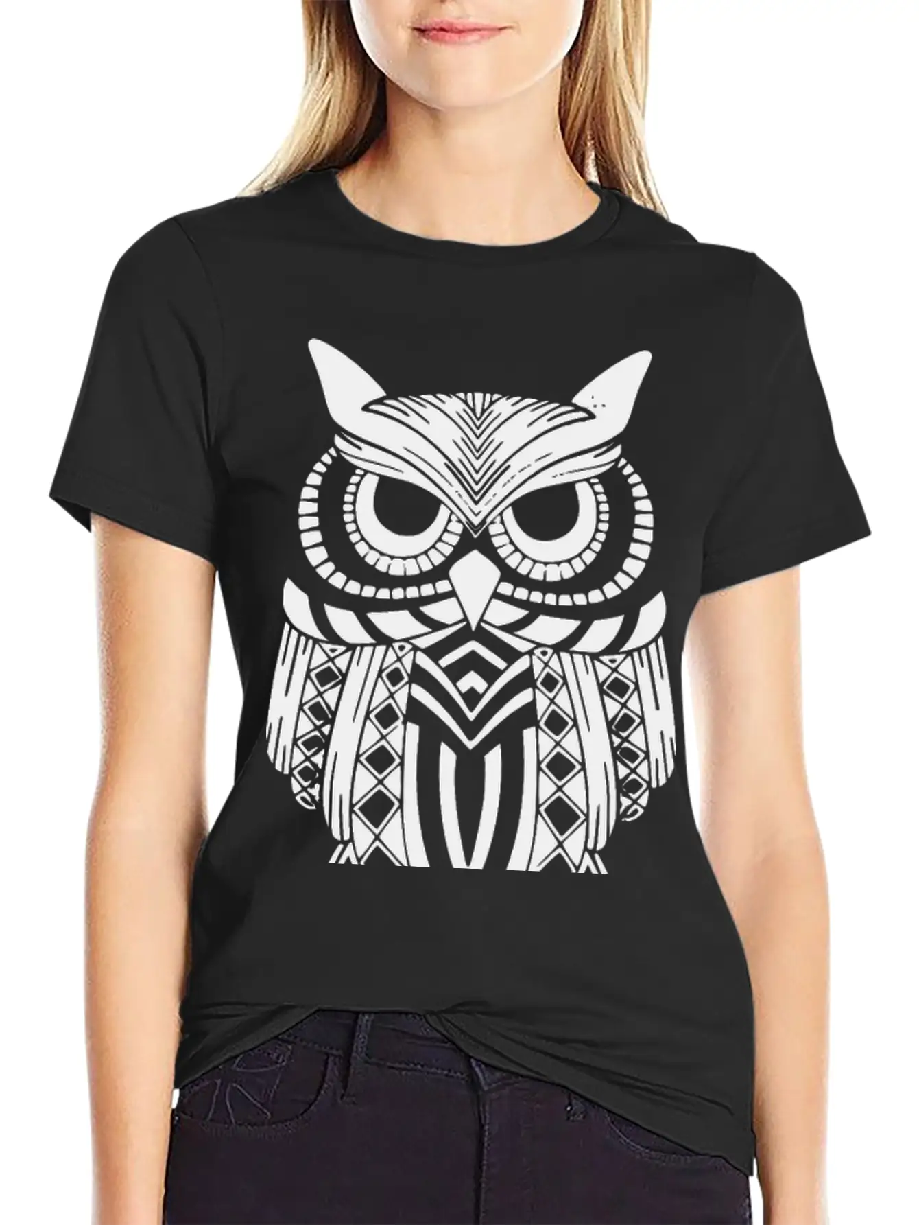 Owl Mandala Unisex Short Sleeve Soft Cotton T-Shirt – Casual Everyday Wear