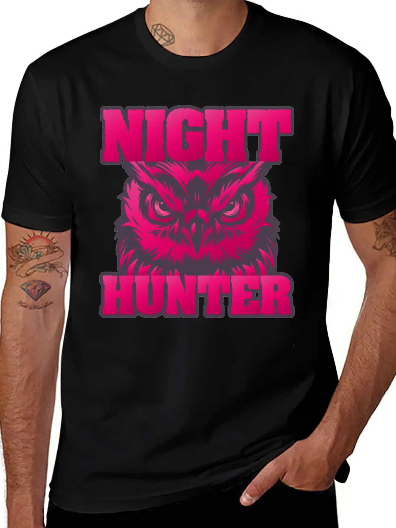 Owl Wisdom Nighthunter Unisex Short Sleeve Soft Cotton T-Shirt – Casual Everyday Wear