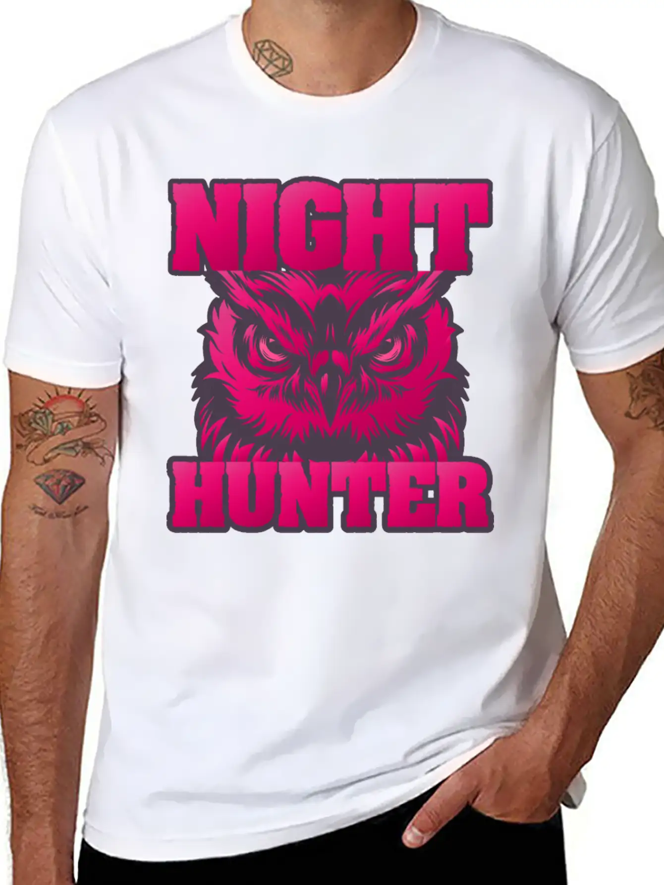 Owl Wisdom Nighthunter Unisex Short Sleeve Soft Cotton T-Shirt – Casual Everyday Wear