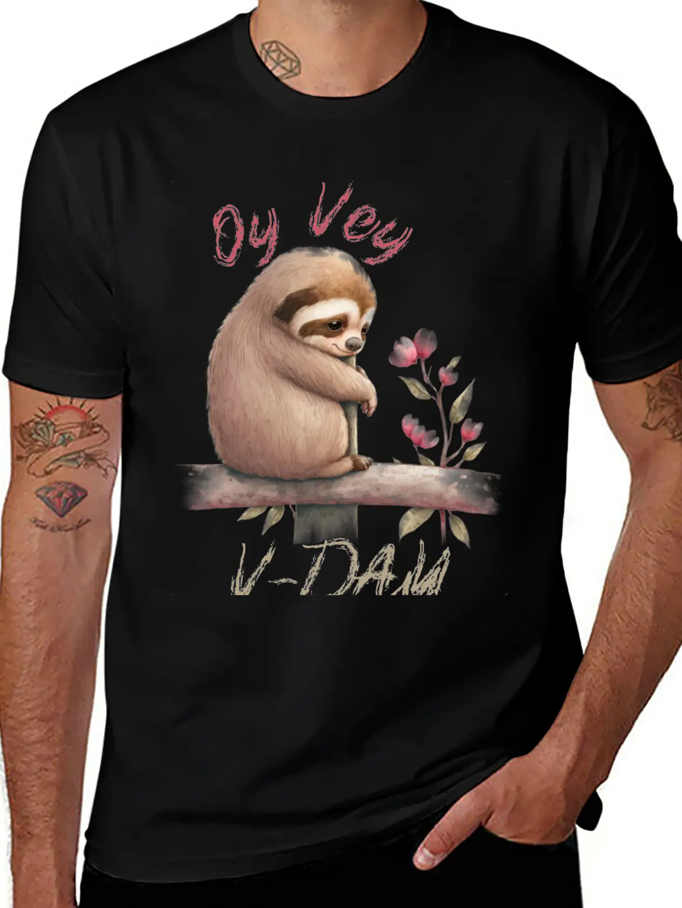 Oy Vey V-day Sloth Unisex Casual T-Shirt – Clean Design For Daily Comfort