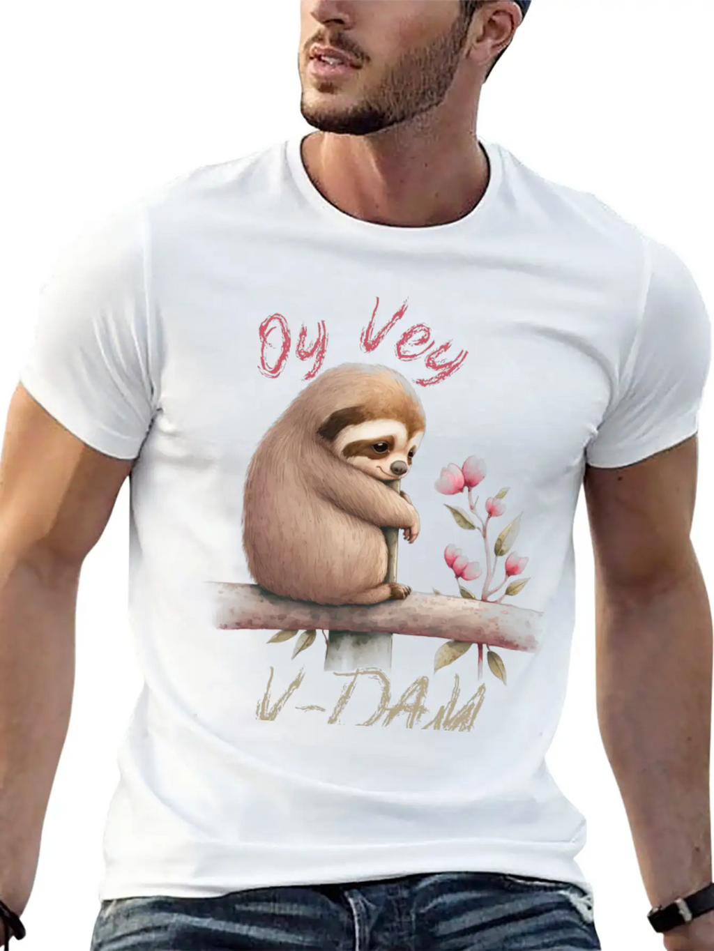 Oy Vey V-day Sloth Unisex Casual T-Shirt – Clean Design For Daily Comfort