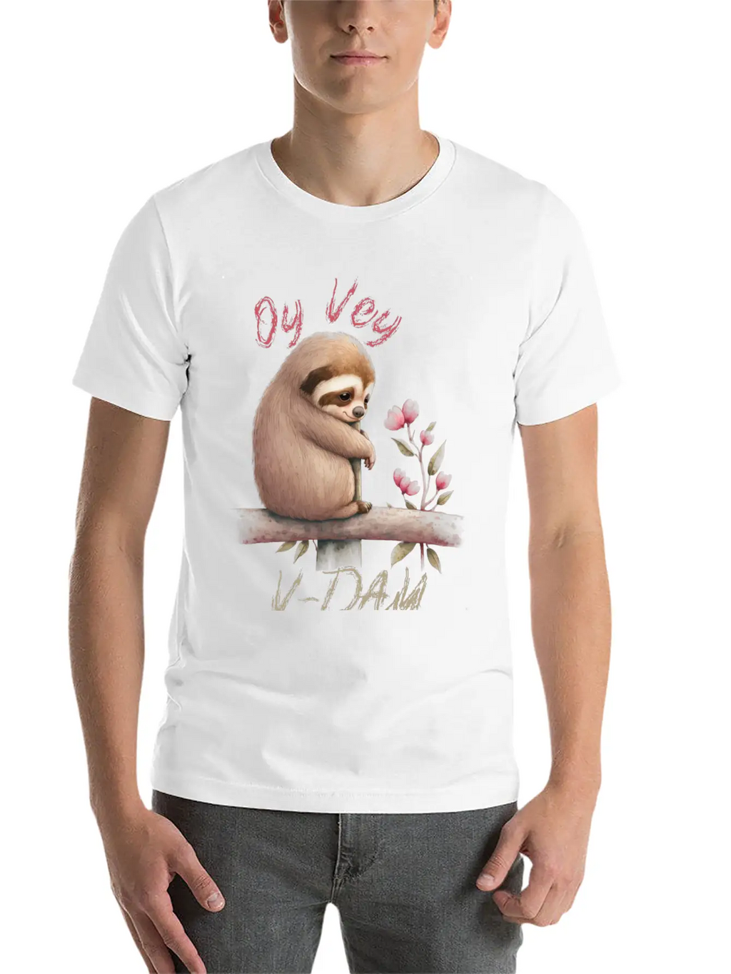 Oy Vey V-day Sloth Unisex Casual T-Shirt – Clean Design For Daily Comfort