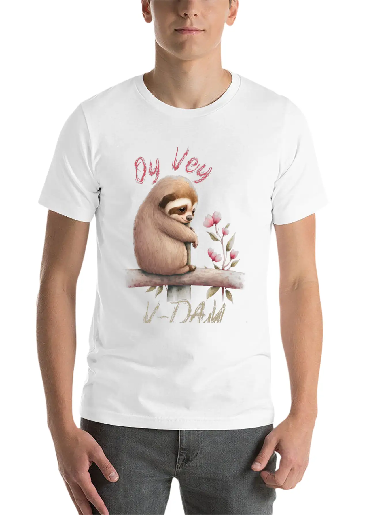 Oy Vey V-day Sloth Unisex Casual T-Shirt – Clean Design For Daily Comfort
