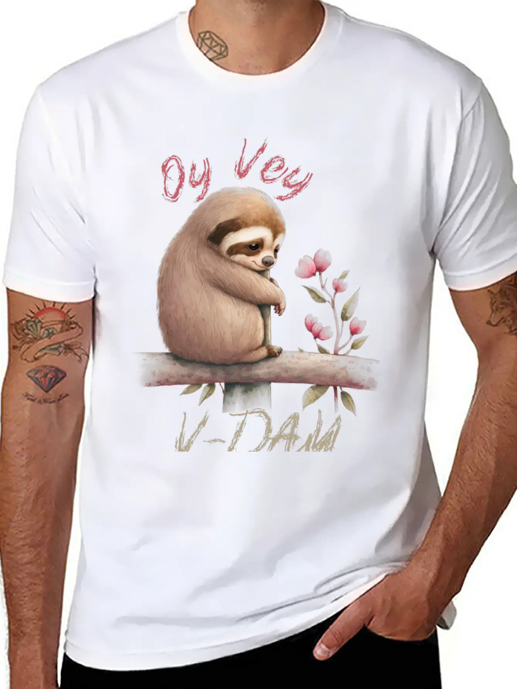 Oy Vey V-day Sloth Unisex Casual T-Shirt – Clean Design For Daily Comfort