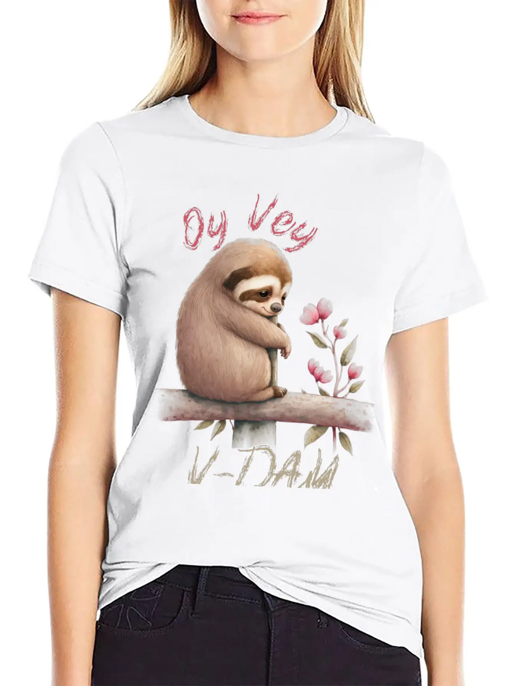 Oy Vey V-day Sloth Unisex Casual T-Shirt – Clean Design For Daily Comfort