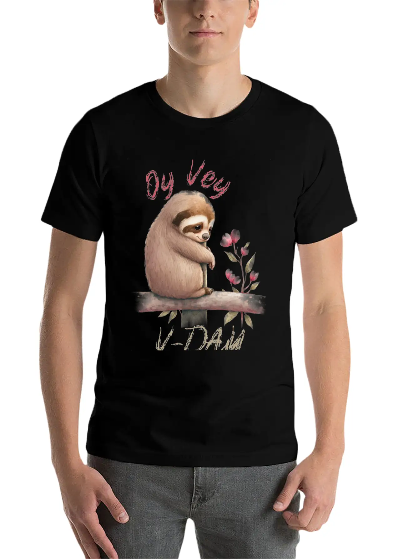 Oy Vey V-day Sloth Unisex Casual T-Shirt – Clean Design For Daily Comfort
