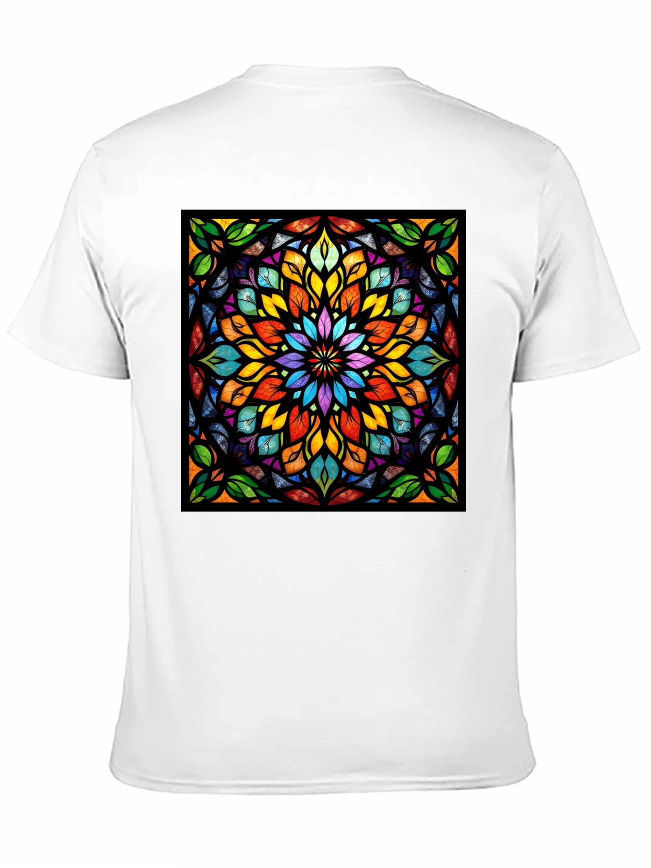 Kaleidoscope Stained Glass Design Black T-Shirt