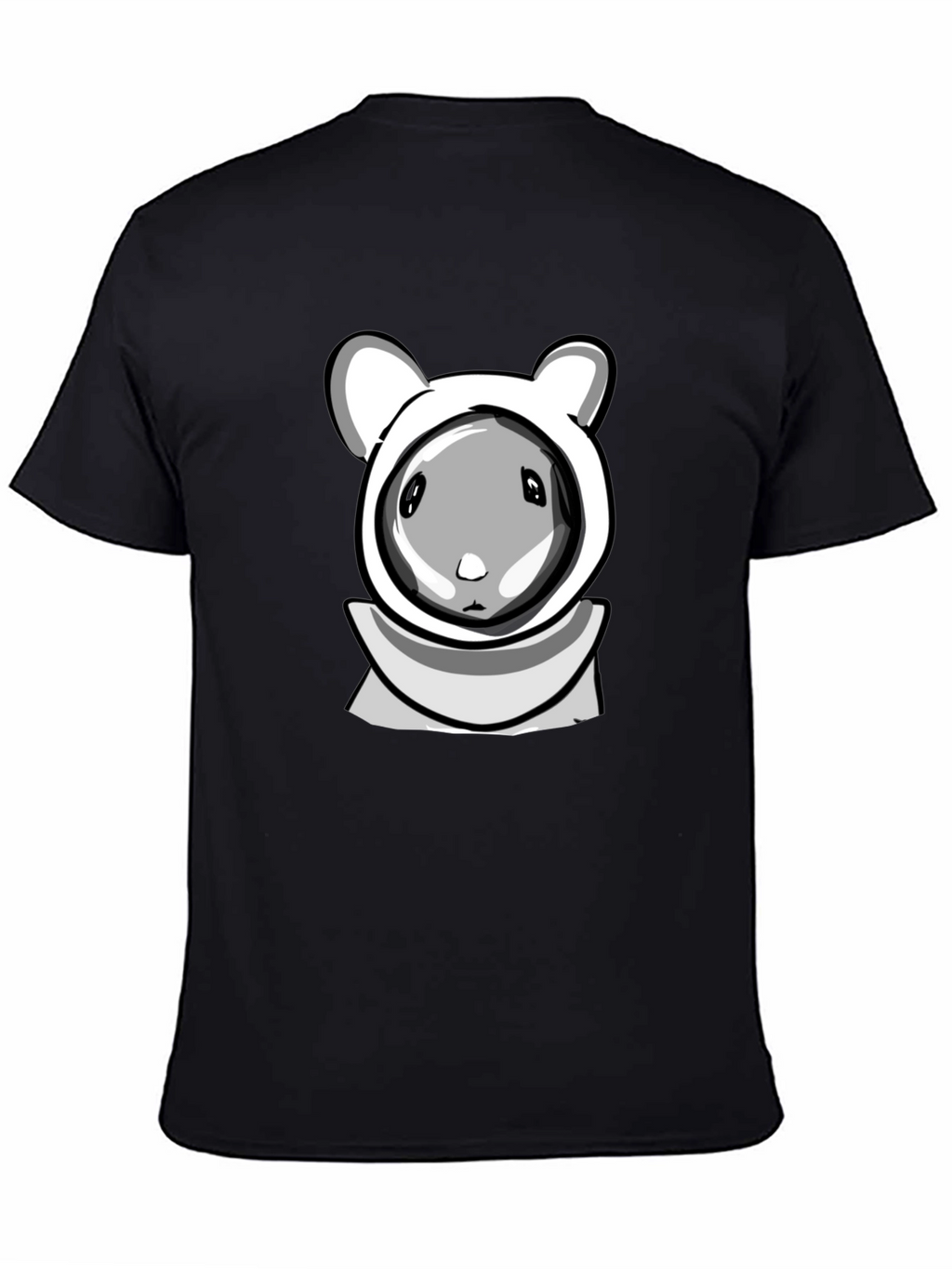 Cartoon Hamster Hooded Black T-Shirt