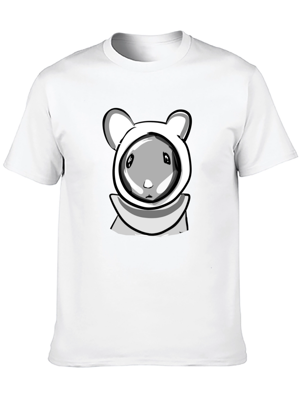 Cartoon Hamster Hooded Black T-Shirt