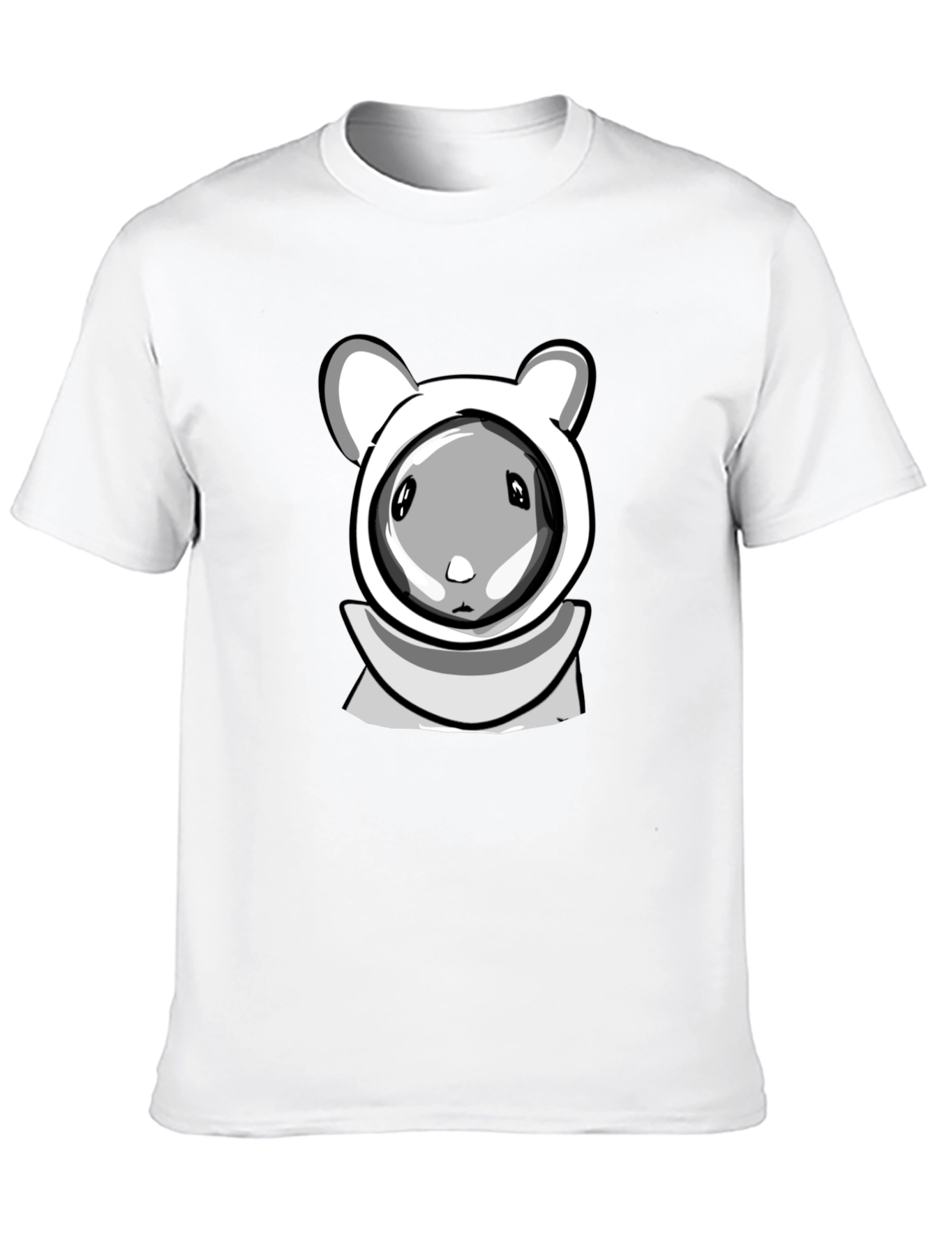 Cartoon Hamster Hooded Black T-Shirt