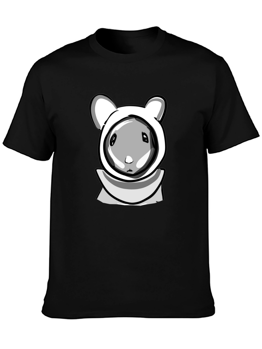 Cartoon Hamster Hooded Black T-Shirt