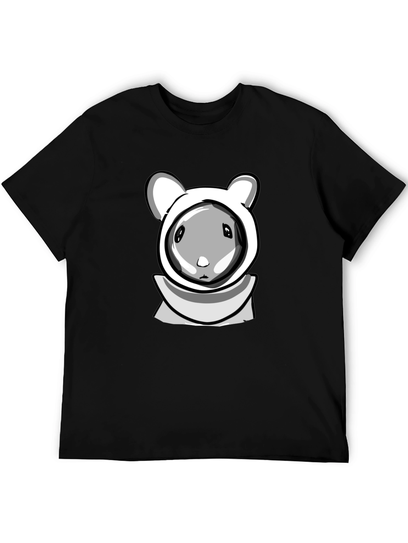Cartoon Hamster Hooded Black T-Shirt