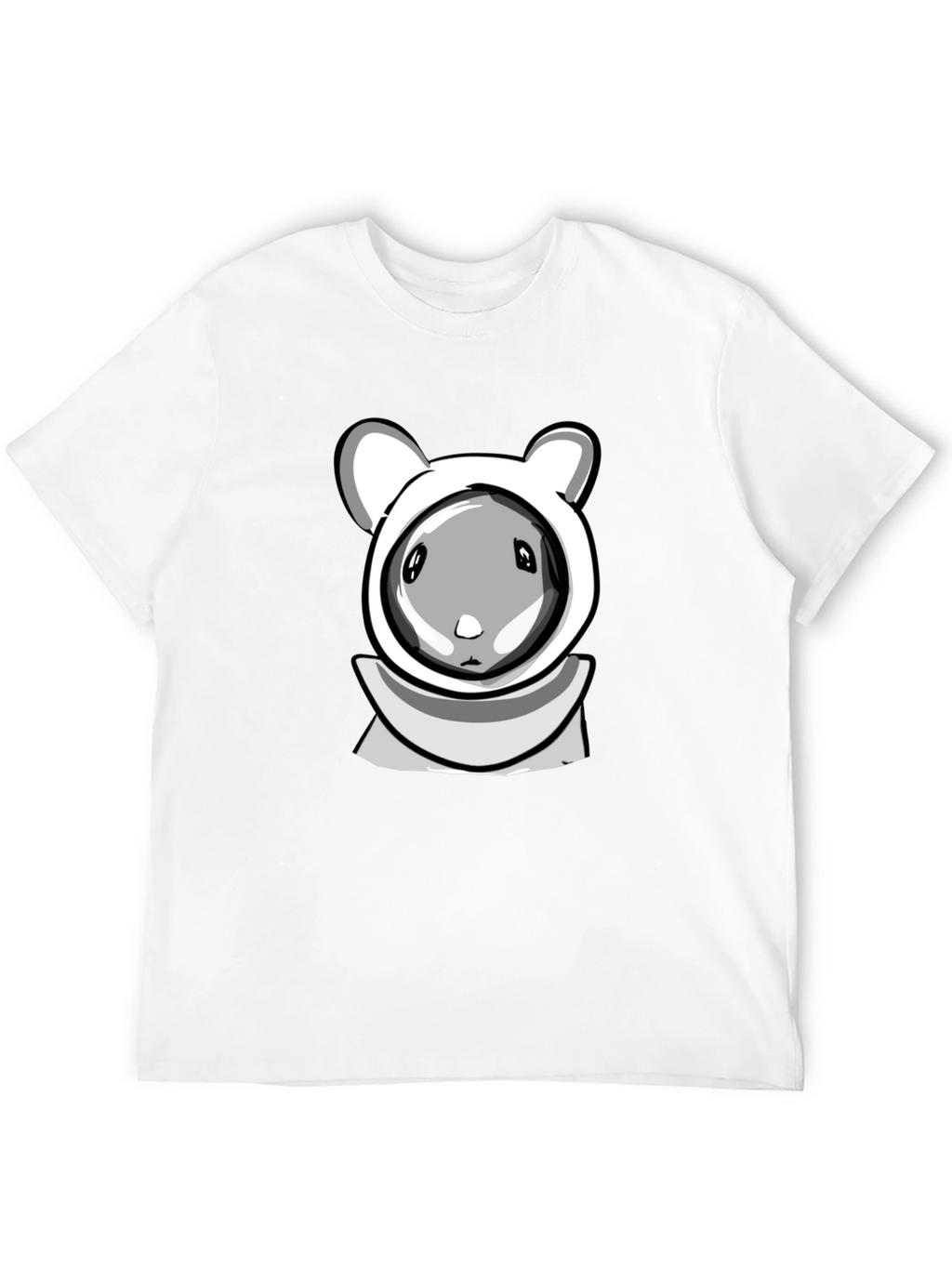 Cartoon Hamster Hooded Black T-Shirt
