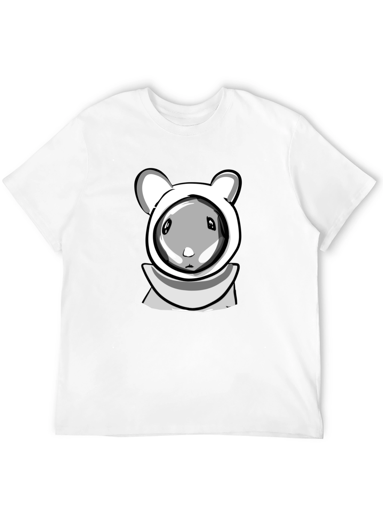 Cartoon Hamster Hooded Black T-Shirt
